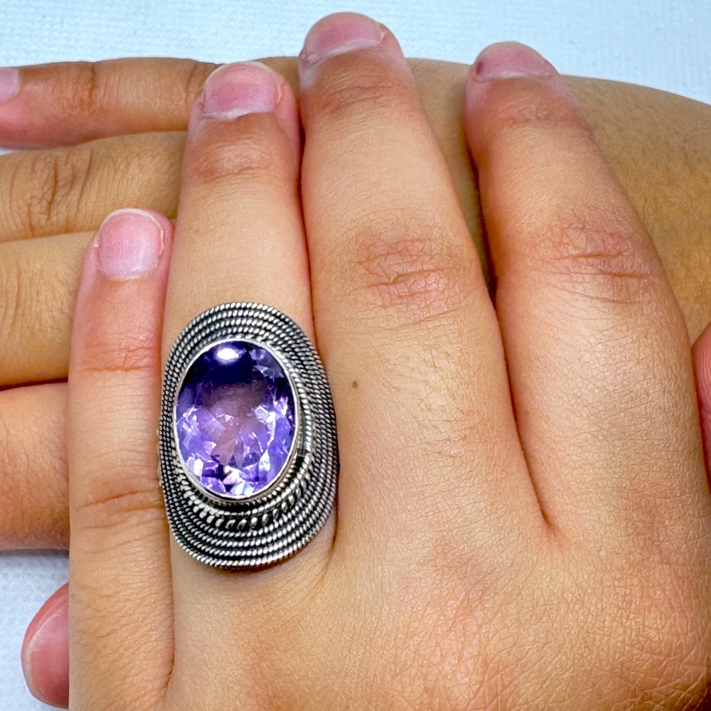 Silver Ring 925 Amethyst size 6